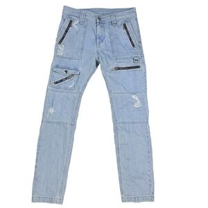 Womens Diesel Denim Jeans Zippers Grunge Distressed Size 28 Blue Tapered